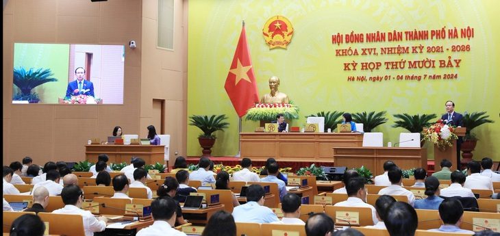Toàn cảnh phiên chất vấn và trả lời chất vấn sáng 3-7 - Ảnh: HĐND TP Hà Nội
