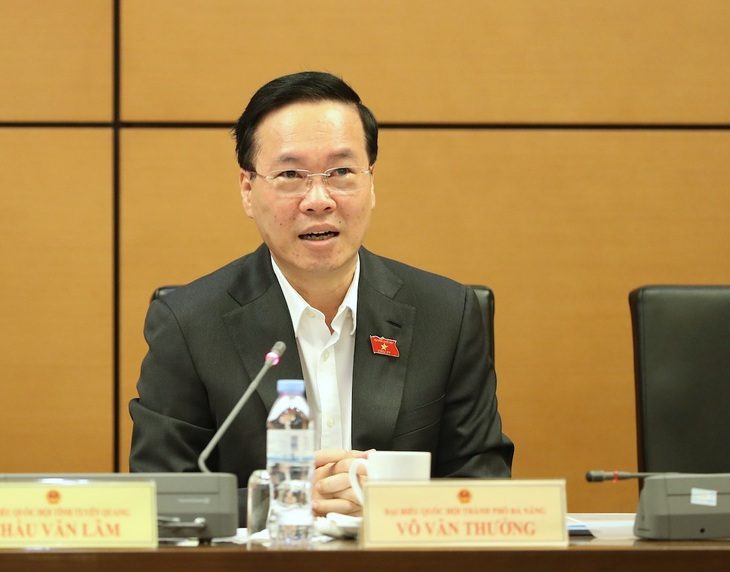 Chủ tịch nước Võ Văn Thưởng phát biểu ý kiến thảo luận tại tổ - Ảnh: QUANG PHÚC